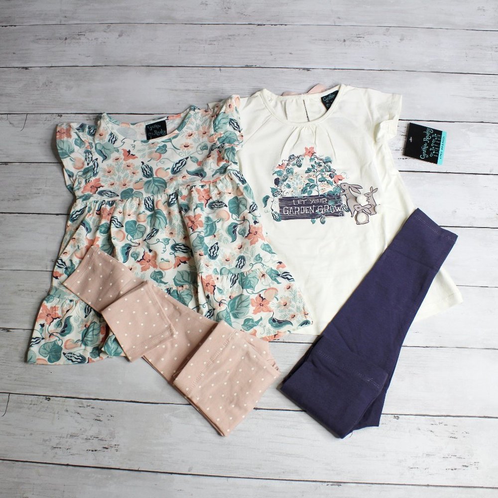 Cynthia Rowley Baby Girl Short Sleeve Tops Leggings Pant Set Size 18 Mo